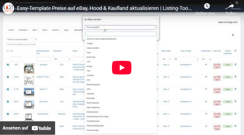 Preise aktualisieren auf eBay, Hood und Kaufland